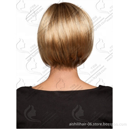 Aishili Factory wholesale synthetic hair short Yaki straight natural wave gold wigs for Celebrity Wigs